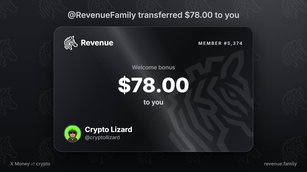 cryptollizard's tweet photo. @RevenueFamily My gift from @RevenueFamily is $78.00 https://t.co/M5mrYEY9Xq