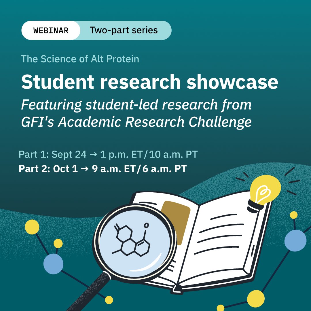 GoodFoodScience's tweet photo. 💡🔬 Join us on October 1st to explore innovative student-led research shaping the future of alternative proteins. This special Science of Alt Protein seminar features finalists from @GoodFoodInst's Academic Research Challenge.

Register: https://t.co/VHdxKf9emM https://t.co/aEgZK12XuI