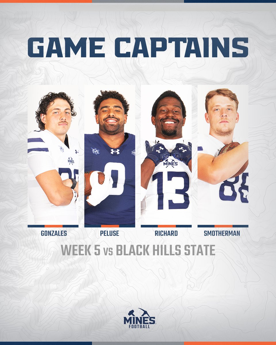 MinesFootball's tweet photo. Our captains for Homecoming!

#HelluvaEngineer⚒️ https://t.co/u2zauaJewo