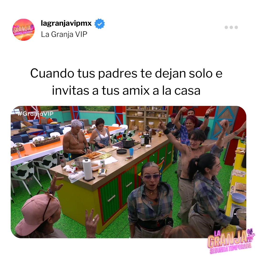 lagranjavipmx's tweet photo. POV: La actitud que tomas cuando te dejan solo en tu casa 😆😆😆

#LaGranjaVIP, lunes a viernes a las 8:30 p.m. y domingos a las 8:00 p.m. por #AztecaUno. ⁣⁣🌾
⁣⁣
#LaGranjaVIPMX, sigue todo el reality 24/7 por Disney+ 📺 #LaGranjaVPMX #GranjaVIP https://t.co/5W3RTSkRwO