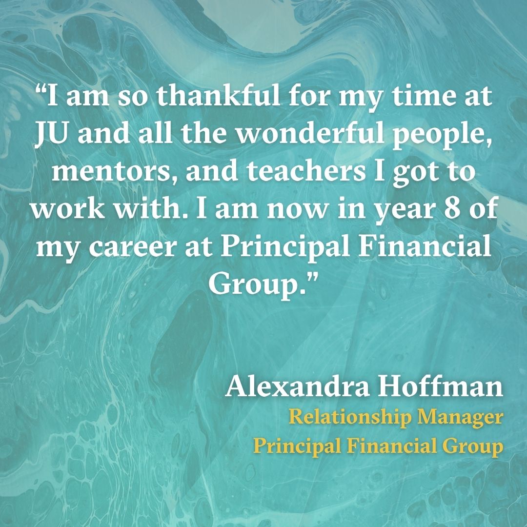 JUbusiness's tweet photo. #Alumni spotlight! Victoria Dennison, #MBA '23, says, "I credit my success to the incredible professors and staff at JU. They believed in me even when I didn't believe myself.... I'm a better woman, mother, sister, and colleague because of my time at JU."  https://t.co/aOcB8jKNip https://t.co/loQN2TIy8B