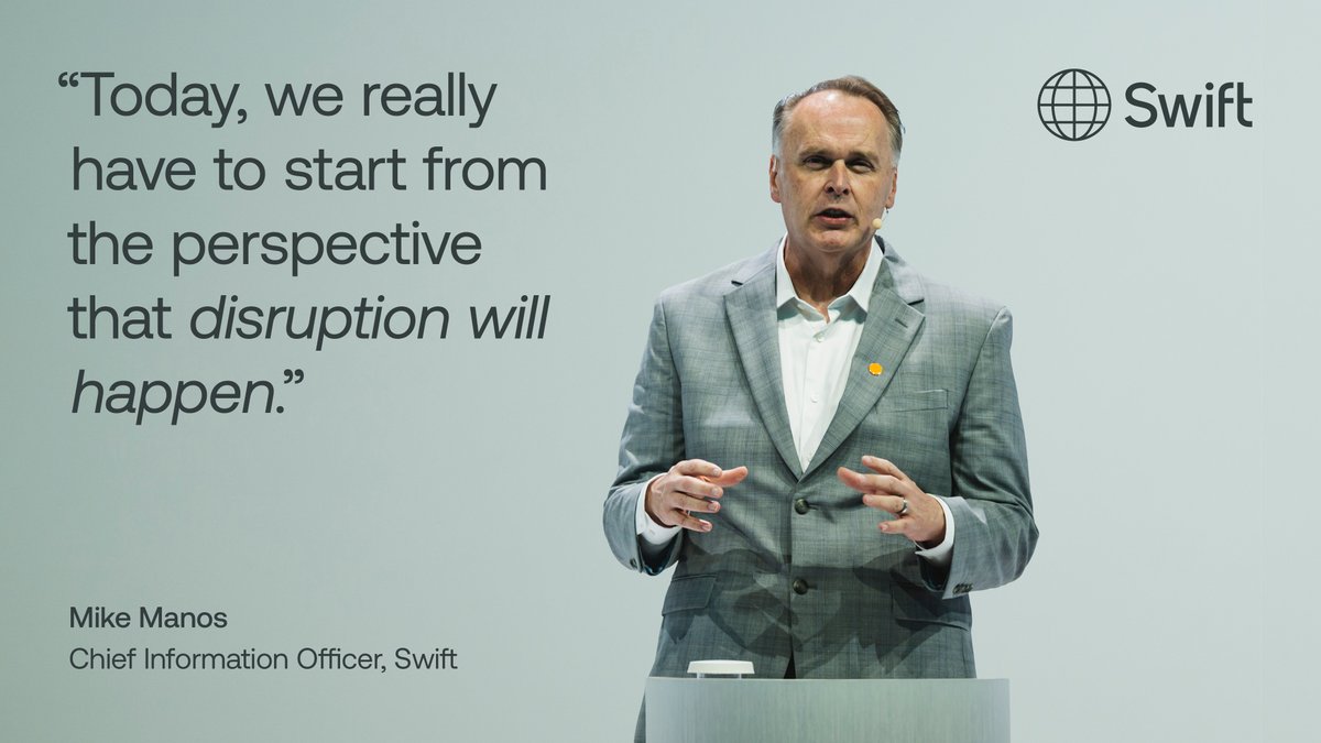 swiftcommunity's tweet photo. Speaking at #Sibos 2026, Swift CIO Mike Manos argued that resilience is no longer about preventing every disruption, but preparing for it.

In a world shaped by AI, cyber threats and increasing interdependence, organisations must build resilience, security and trust into everything they do.

📌 The message was clear: don't wait for change to happen. Start now, adapt continuously and work together to strengthen the ecosystem.

Watch the recording: https://t.co/w1pECww7Kg

#cybersecurity #AI #quantum #qday