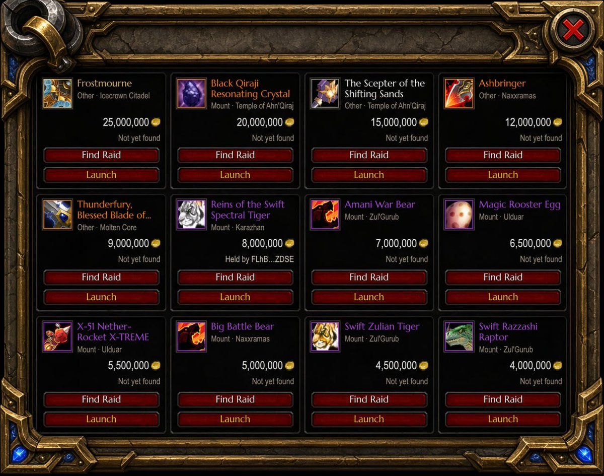 AuctionHouseSol's tweet photo. THE LOOT BECOMES THE MARKET

Your guild spent years telling you not to destroy rare loot.

We built a launch mechanic around it:

- Find an Auction House item.
- Mint your copy as an NFT.

If its token hasn’t launched - burn that NFT to create it on https://t.co/lA7zu9pNb1

Someone has to bring the first copy to the forge.