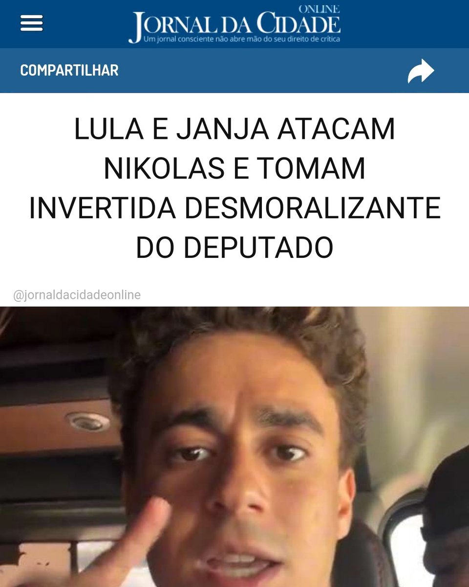 JornalDaCidadeO's tweet photo. LULA E JANJA ATACAM NIKOLAS E TOMAM INVERTIDA DESMORALIZANTE DO DEPUTADO

O deputado federal Nikolas Ferreira (PL-MG) respondeu, durante um ato de campanha realizado nesta terça-feira, 29, em Minas Gerais, às críticas feitas pelo petista Lula e por Janja. O parlamentar reagiu às declarações dos dois e afirmou que o termo “canalha” deveria ser associado, segundo sua avaliação, a quem promete mudanças para o país há anos sem entregar o que anunciou.

Em sua fala, Nikolas fez uma série de críticas ao presidente e também mencionou o filho de Lula, além de questionar a postura do petista em relação a líderes estrangeiros.

"Canalha é quem foi preso por corrupção. Canalha, Lula, é seu filho que roubou os aposentados. Canalha, Lula, é quem aperta mão de ditador. Canalha é quem está prometendo há 20 anos mudar esse país e não entregou nada disso", afirmou Nikolas.

O deputado também retomou a declaração feita anteriormente por Lula sobre exames de saúde e mulheres. Durante um evento em Belém (PA), na segunda-feira, 28, o presidente havia falado sobre a resistência de homens ao exame de próstata e comparado esse comportamento à realização de exames preventivos por mulheres.

Ao abordar novamente o episódio, Nikolas criticou o presidente por não assumir, segundo ele, a declaração feita durante a agenda no Pará.

"Canalha é quem falou que mulheres aprendem a serem tocadas desde pequenas e não assume o que falou. E eu quero te perguntar: por que que um jovem de 30 anos, que nasceu na favela, é um mero deputado federal, te fez perder a linha? Sabe por quê? Porque você sabe que o presente é seu, mas o futuro é nosso!", declarou.

Matéria do Jornal da Cidade Online