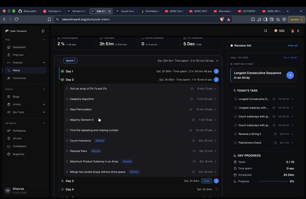 Shaurya9935's tweet photo. Day 2/???

→ Completed 5/9 DSA tasks
→ Revised JavaScript
→ Hit the gym — legs + abs 🦵
Didn’t finish everything I planned, but still showed up and made progress.
Day 2 done.

#DSA #JavaScript #CodingJourney #BuildInPublic #takeuforward #zenkai https://t.co/35JdjOf692