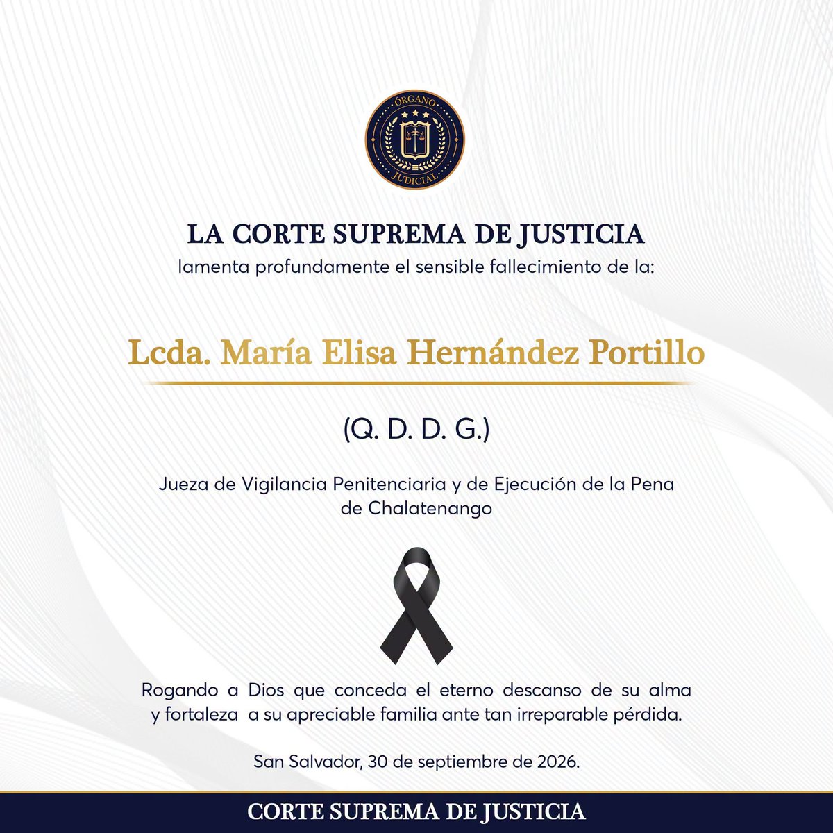 teledos_tcs's tweet photo. #TL2 | La jueza de Vigilancia Penitenciaria y de Ejecución de la Pena de Chalatenango, María Elisa Hernández Portillo, es la víctima que falleció en el accidente de hoy en la mañana en las cercanías del redondel El Ángel. https://t.co/alnvSLvXFy