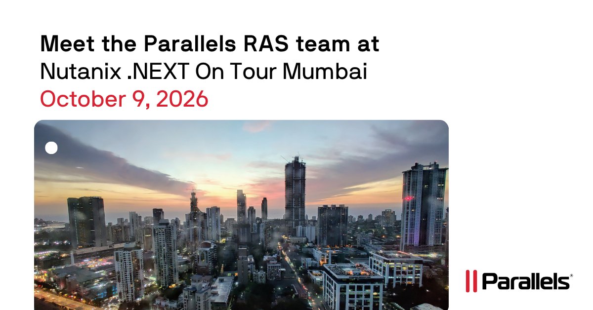 parallels's tweet photo. Heading to Nutanix .NEXT on Tour Mumbai?

We’ll be there to connect with the IT community and talk about making app and desktop delivery simpler across hybrid environments. Hope to see you there!

https://t.co/fXCRteD4gO https://t.co/GGaQ22drjn