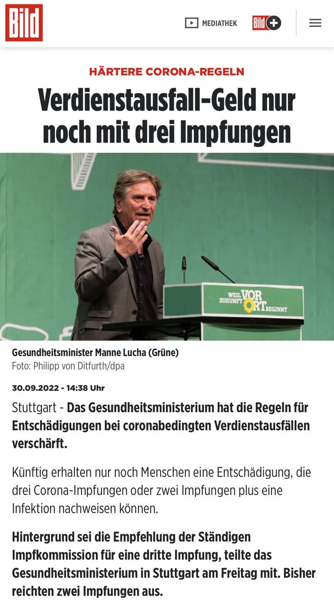 Tom_Bayou's tweet photo. "Künftig erhalten nur noch Menschen eine Entschädigung, die drei Corona-Impfungen oder zwei Impfungen plus eine Infektion nachweisen können."

30.09.2022 #RichtigErinnern https://t.co/KlfPnYiYNP