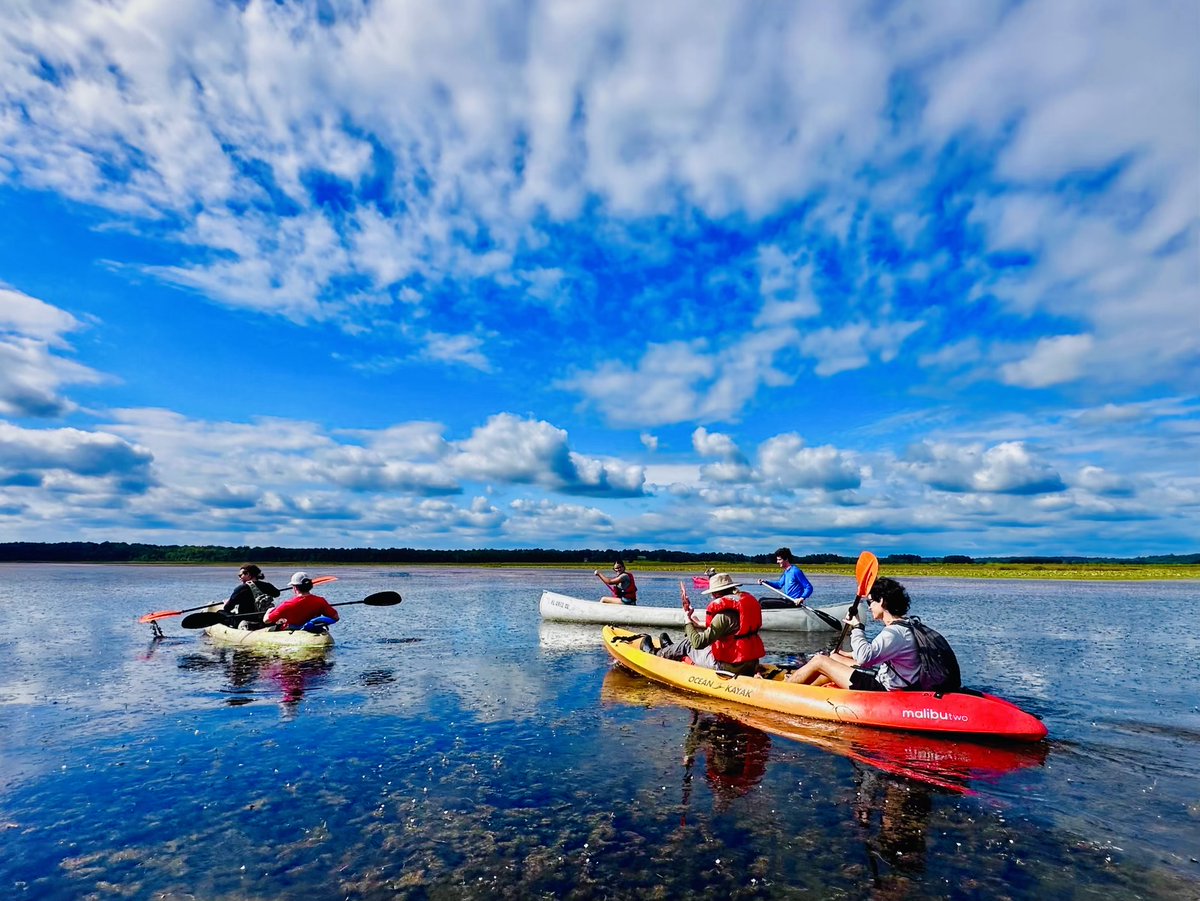 FSUartssciences's tweet photo. How field trips can look when you're a student at @FloridaState... 😎

Ming Ye, a professor in @FSU_EOAS and faculty affiliate of @FSUSciComp, recently provided students in his Principles of Hydrology course the opportunity to kayak and canoe the Lake Jackson Aquatic Preserve — only a 20-minute drive from FSU.

Lake Jackson is the only freshwater lake system in Florida unaffected by engineering constructions such as dams and canals. Instead of using manmade means to manage the ecosystem, Lake Jackson periodically dries out, which spurs a self-cleansing process that hinders invasive plants and restores conditions for native fish breeding, for example.

In getting up close and personal with the lake, students learned more about watersheds and how their quality and quantity can evolve over time. The field trip was preceded by a guest lecture from @LakeJackson850's Sophie Wacongne-Speer, who spoke about the lake’s past, present and future conditions. The students' kayaks and canoes were provided by the Lake Jackson Aquatic Preserve under @FLDEPNews.

To learn more about Ye's hydrology research, which was recently funded by the Florida Department of Environmental Protection, visit: https://t.co/hclI1JTK2n.

📸 Ming Ye and Laura Short