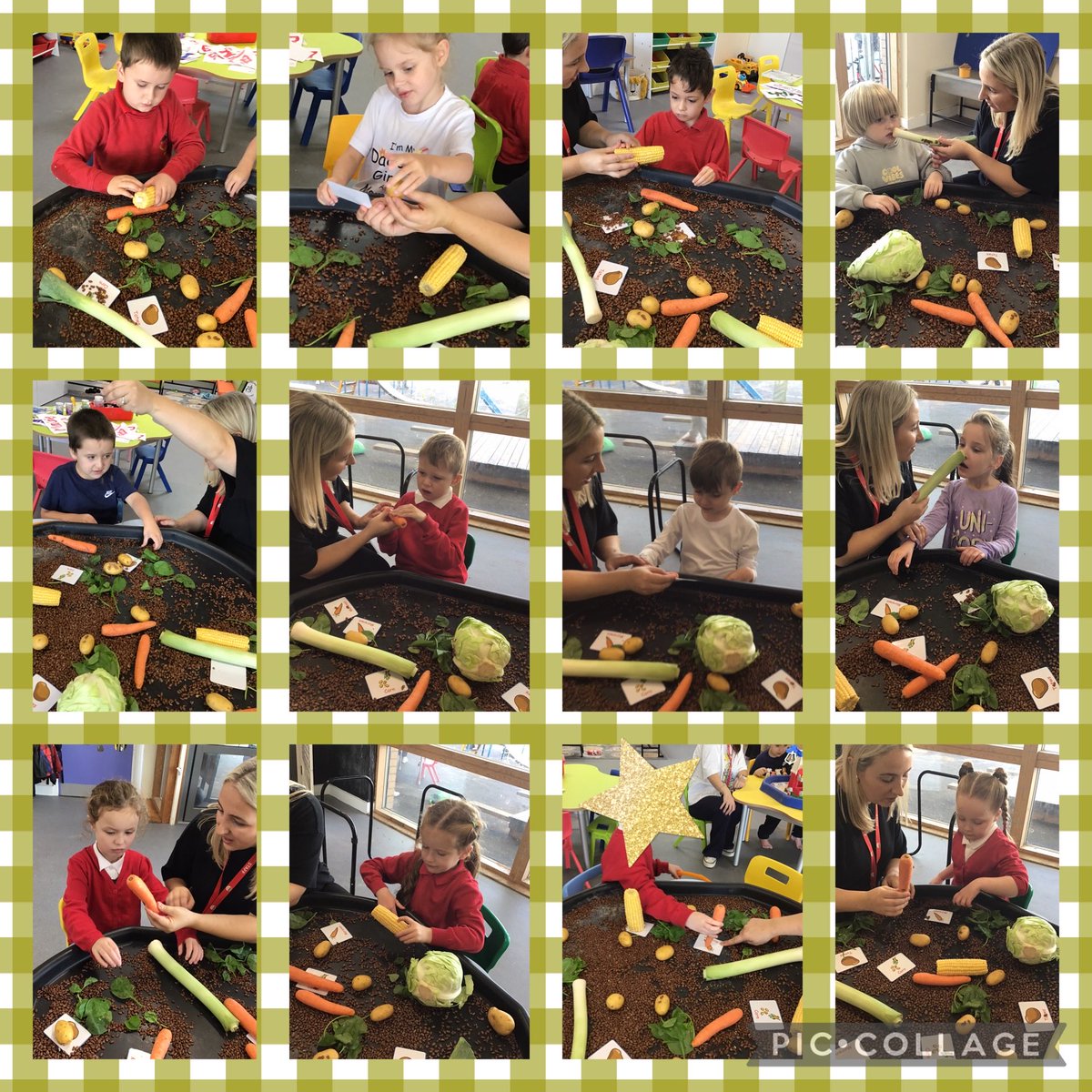 YsgolHenFelin's tweet photo. #yhfclass6 Today we focused on developing our communication skills and Welsh language skills through Harvest activities. We explored the farm and veg patch using visuals to support us! #nonspeakingday https://t.co/8nc0rWKdJw