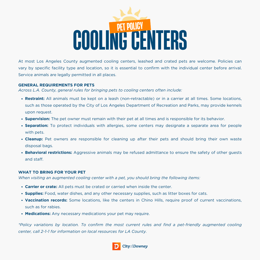 CityofDowney's tweet photo. A heat advisory is in place for October 1-3 and October 5. Cooling Centers are available to help residents stay safe during the heat.

📍 Barbara J Riley Center
7810 Quill Dr, Downey, CA 90242

📍 Downey City Library
11121 Brookshire Ave, Downey, CA 90241 https://t.co/ut9Olu20m2