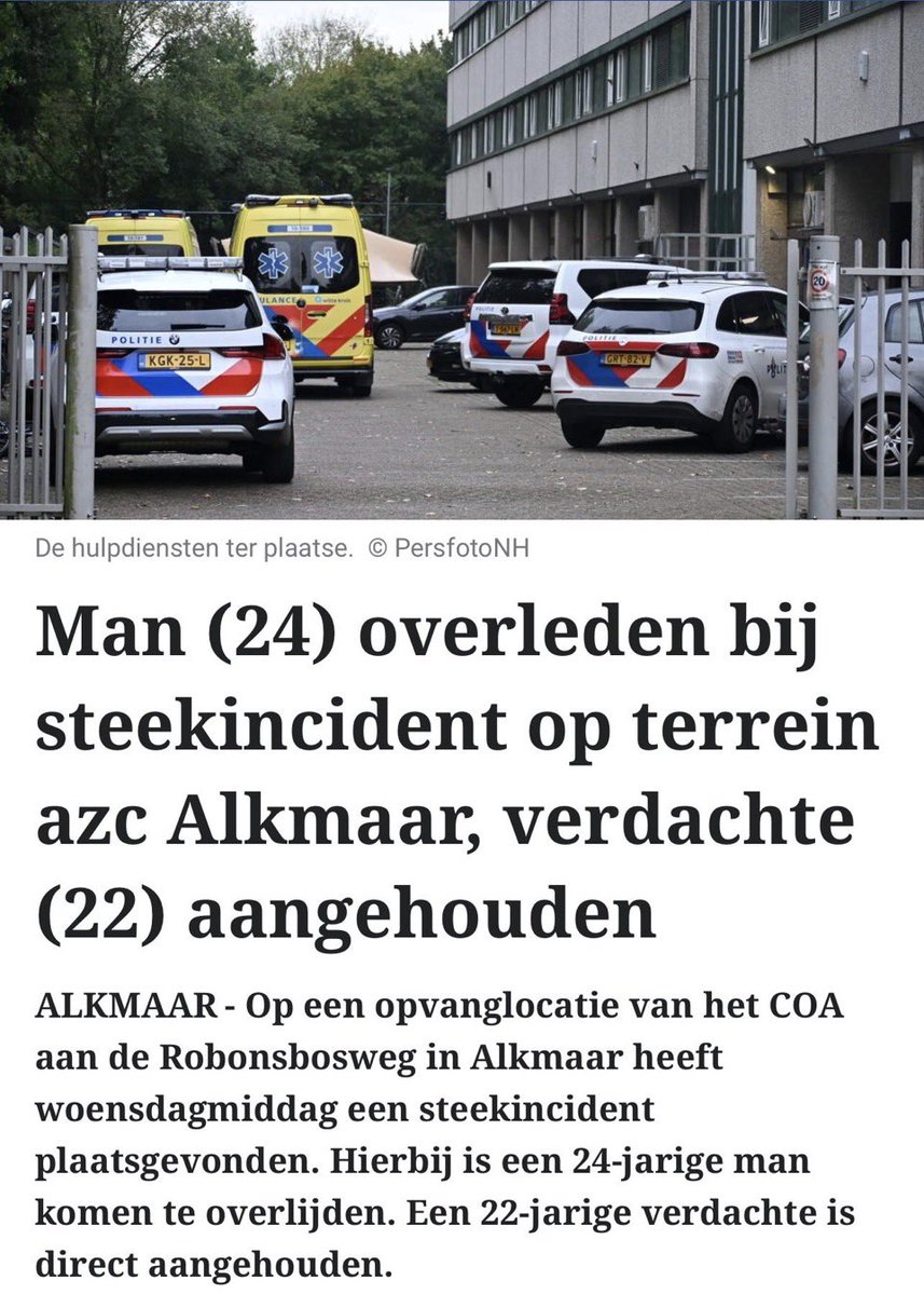 Dodelijke steekpartij in AZC Alkmaar