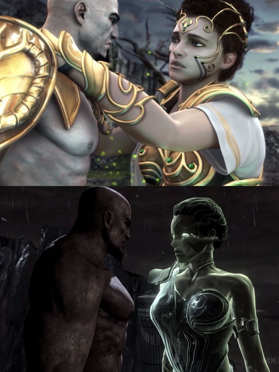 Mangalawyer's tweet photo. Female armor in old school God of War vs. non-buynary armor in God of War Laufey https://t.co/2Z2qEyqOld