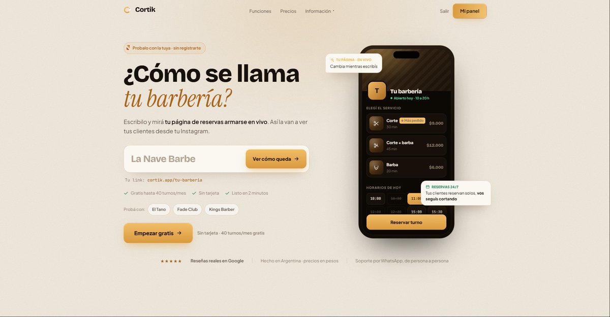 ssantiagodev's tweet photo. Ahora sí, les hice caso y actualicé la landing. Estoy contento con cómo quedó.

De rebote rehice el modo claro del panel (mucho más copado) y sumé un paso al registro para elegir claro u oscuro, con preview.

Cada día afino un poco más Cortik. Gracias a los que ayudaron 🙏 https://t.co/3X6x6o9PFS