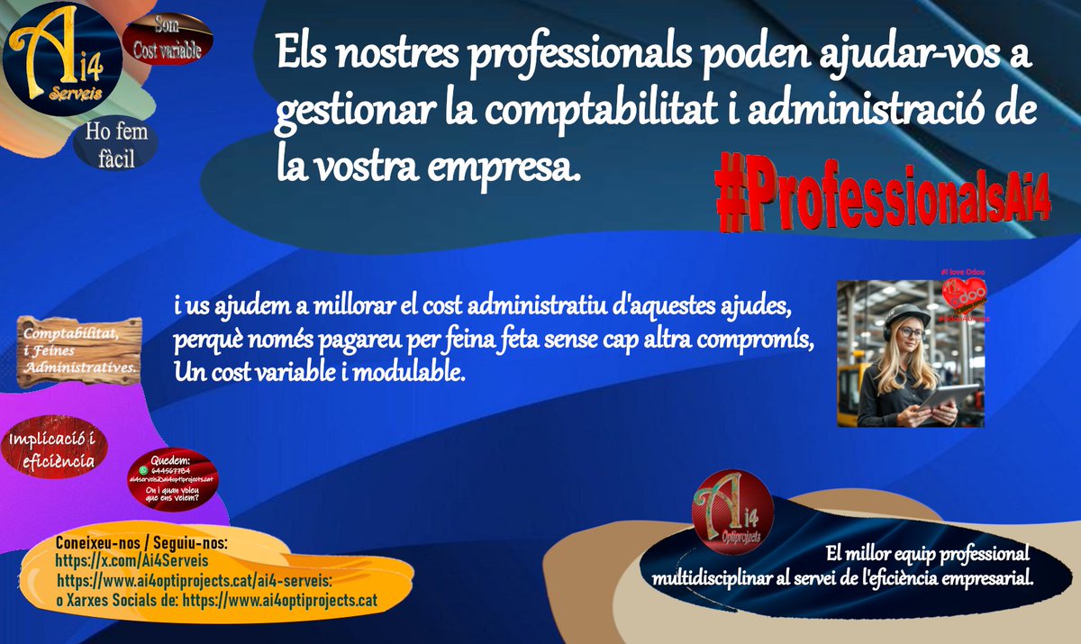Ai4Serveis's tweet photo. #ExperienciaAmbValor per la #Diversitat i #Profunditat després de molts anys ajudant empreses de molts sectors diferents,
i amb moltes necessitats diverses. #SolucionsAi4 #ProfessionalsAi4 #ImplicacioTotal #FeinesAdministrativesADemanda https://t.co/wf4x8xYYbI