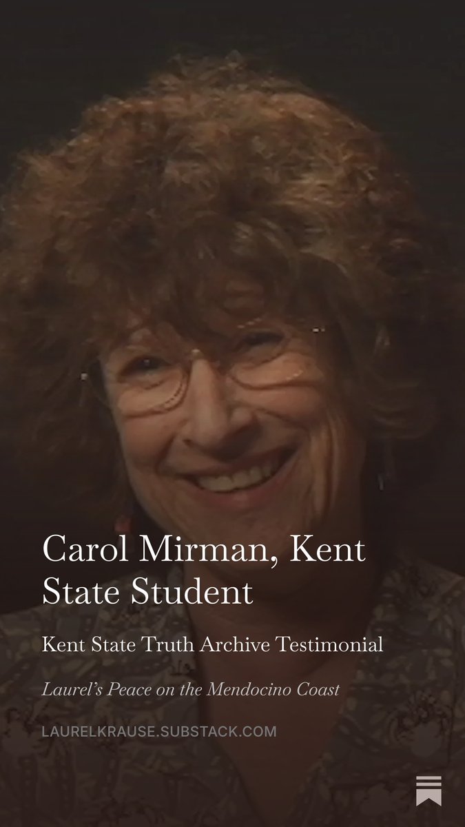 KentStateTruth's tweet photo. Carol Mirman witnessed the #KentState military action and asks: “looking at it from a perspective of the Guard and their leadership--Where is their responsibility as military leadership, you know? What's the chain of command?” @MendoCoast https://t.co/ejldoJSxhK ☮️ https://t.co/9GxxnE9hK9