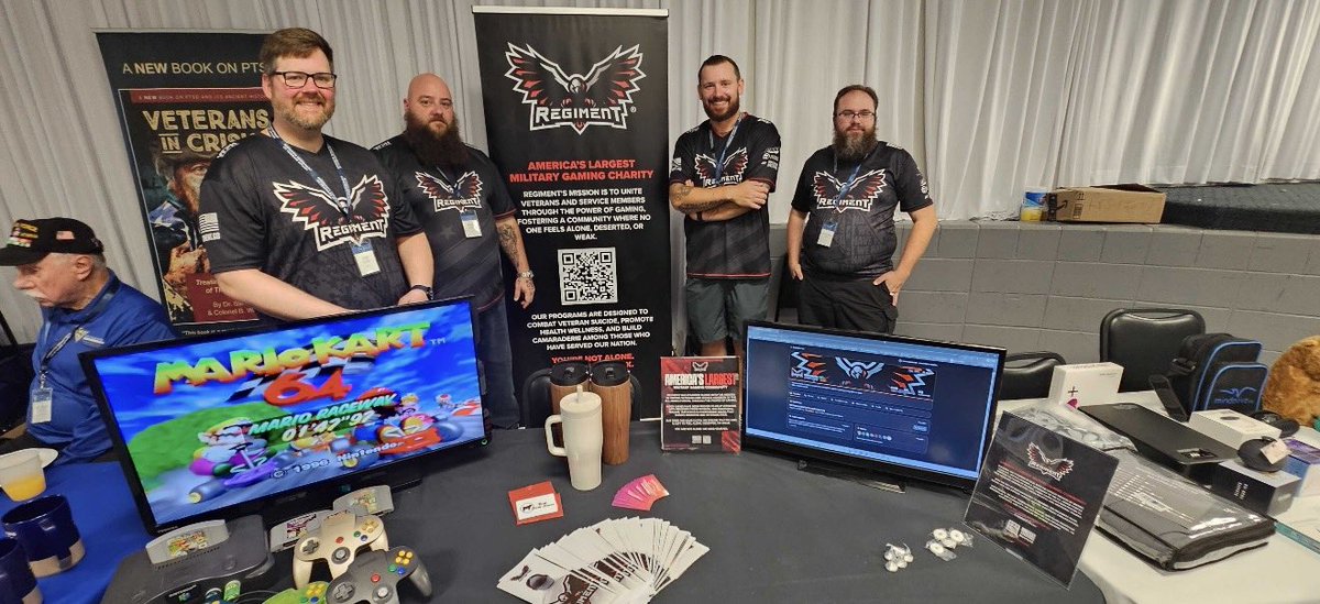 RegimentGG's tweet photo. Today, REGIMENT’s Minnesota Chapter partnered with the VA for Suicide Prevention Month at their Veteran Suicide Prevention Summit in Bloomington, MN! 🇺🇸 

Tons of Veterans stopped by our booth to play Mario Kart and learn about how we are using gaming to unite Military Veterans!

#WeHaveYourSix | #SuicidePreventionMonth