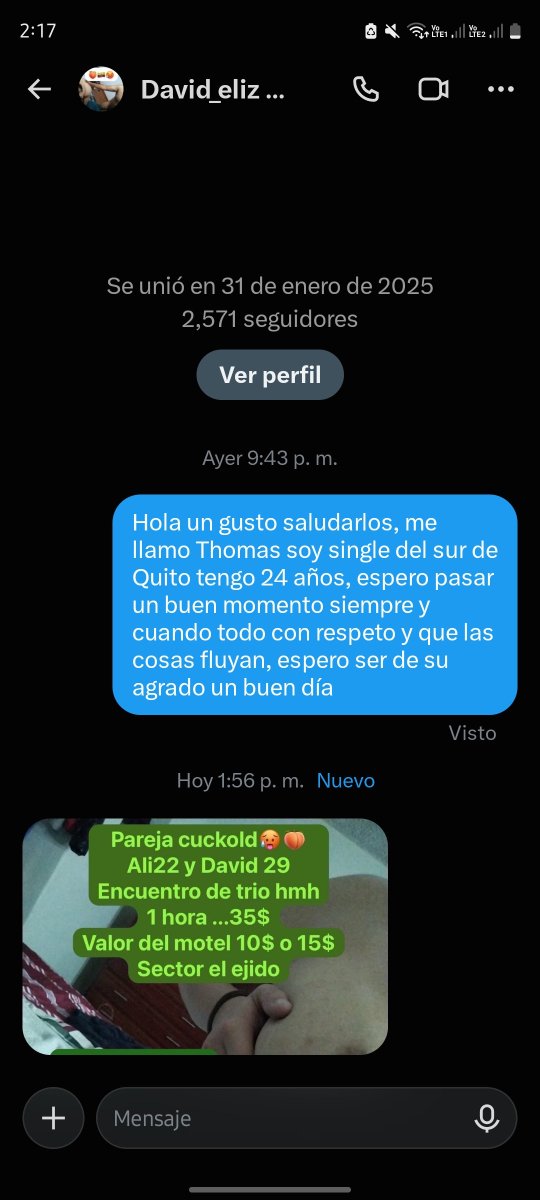 Thom_SingleUio's tweet photo. Esto no es ser swinger, es prostituci0n y se hacen llamar swinger🫤
#swinger #quito #wata #single #prostitución https://t.co/4oCtVCYY8s