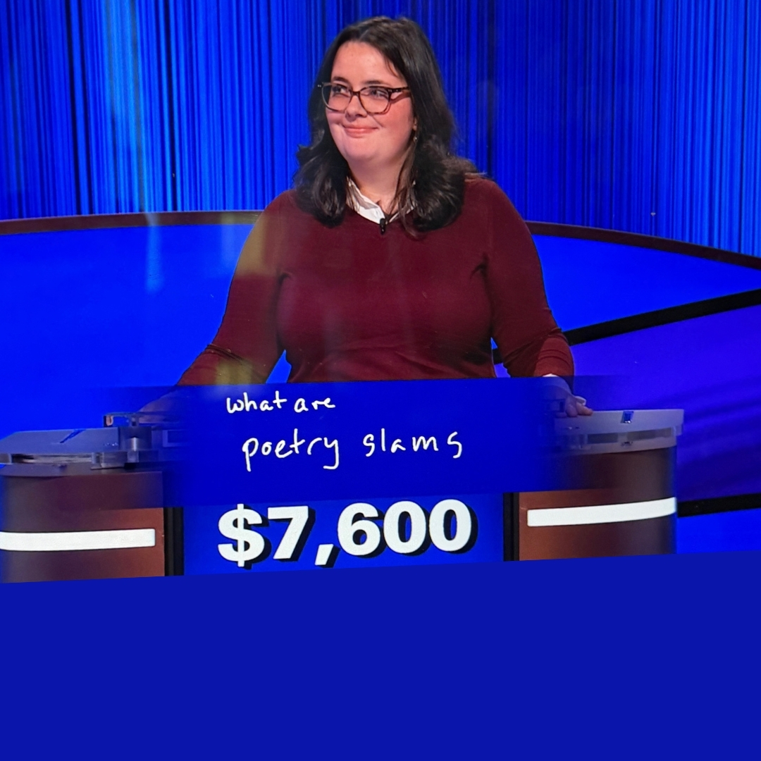 NewberryLibrary's tweet photo. Final Jeopardy category from last Friday: Coinages of the 1980s. The response in the form of a question: "What are poetry slams?" The Newberry acquired the Marc Kelly Smith Poetry Slam Collection earlier this year. Congrats to contestant Lydia on her answer. #poetry #jeopardy https://t.co/SPSTCfTKWn