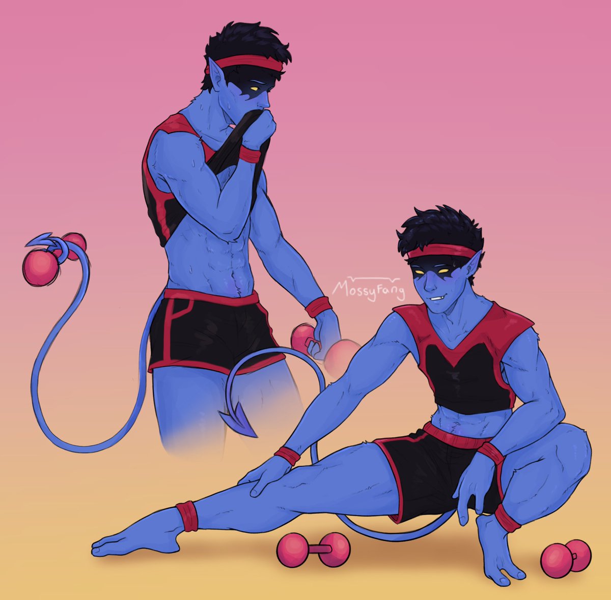MossyFang's tweet photo. Pt.2, post workout Kurt !

Art by me!💙

#nightcrawler #kurtwagner #xmen #art https://t.co/xpucYvsHeg