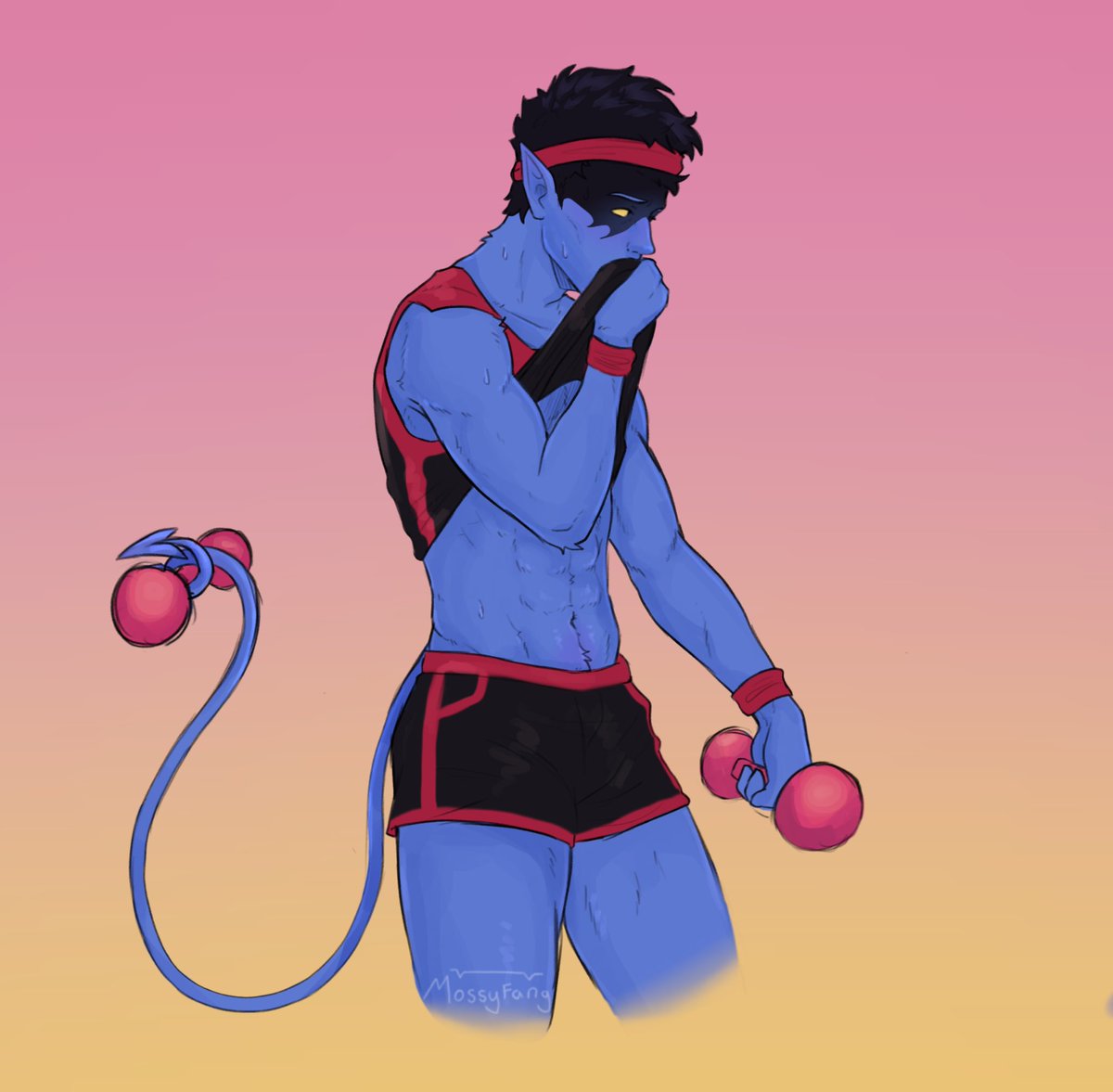 MossyFang's tweet photo. Pt.2, post workout Kurt !

Art by me!💙

#nightcrawler #kurtwagner #xmen #art https://t.co/xpucYvsHeg