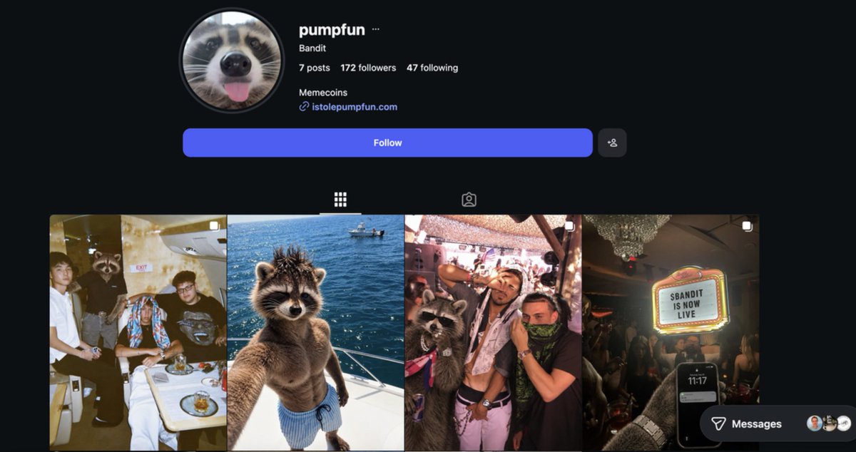 CapyQuant_'s tweet photo. So pumpfun handle on instagram is taken by a racoon and he wants 10M mc to give the handle to @Pumpfun 

crime?

JCX5nDG99k1CWB9AttJ3U57NmjSgnCoagFaZhqfEf7Ah https://t.co/cyZOsUIw80