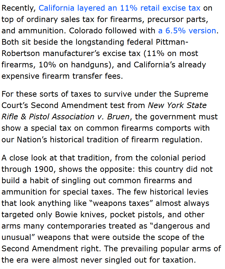TheReloadSite's tweet photo. Analysis: History Shows There’s No Tradition of Special Taxes on Common Guns (By @MorosKostas) https://t.co/jLYi801vZk