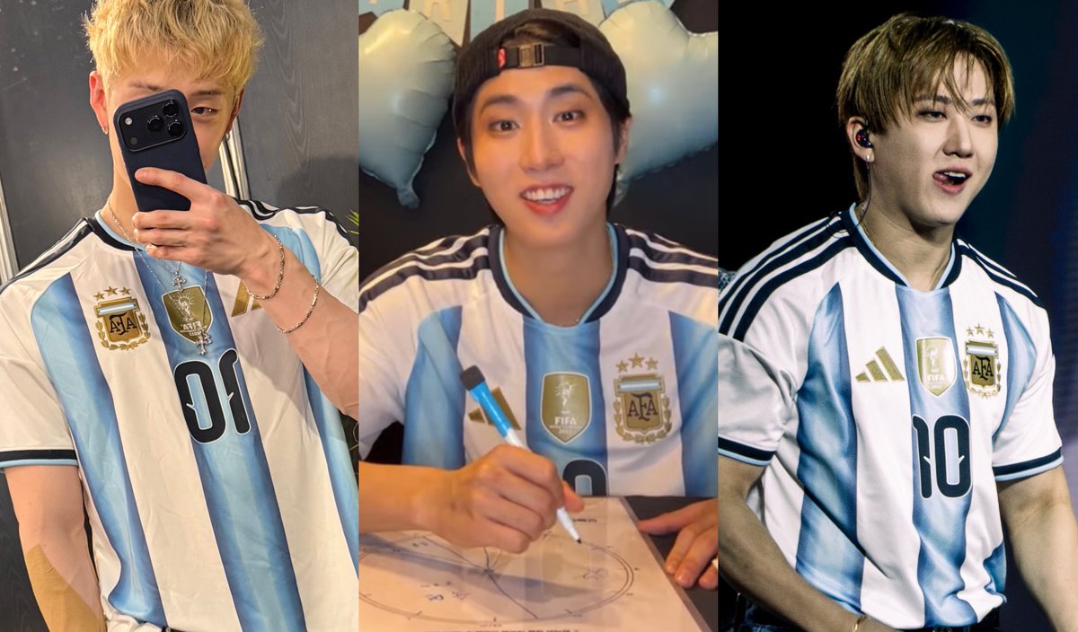 hansgirlf's tweet photo. 3racha los productores de stray kids MI DEBILIDAD utilizaron las camisetas de argentina LOS TRES y APARECIERON EN ESTE ÓRDEN en el órden que ingresó cada uno a jyp primero papá chan después el primer kid han y a lo último el segundo kid bin chau estábamos destinados 🇦🇷🇦🇷🇦🇷 https://t.co/mTeK7gZosF