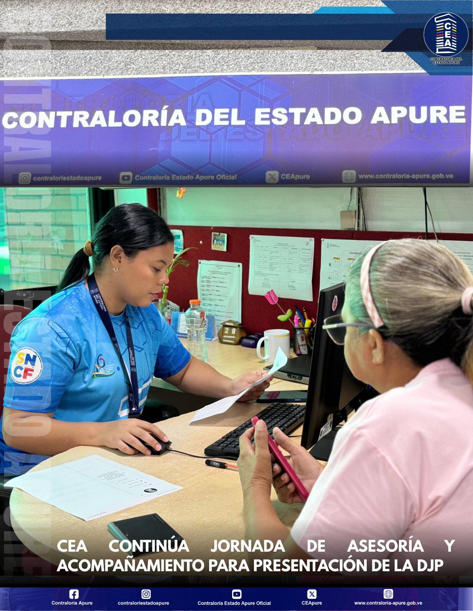 CEApure's tweet photo. Dirección de Atención al Ciudadano y Control Social, continúa brindando asesoría técnica y acompañamiento práctico a los servidores públicos de la entidad llanera para la debida presentación de la Declaración Jurada de Patrimonio.

#cgr 
#contraloria
#apure https://t.co/65O8jWC1Mt