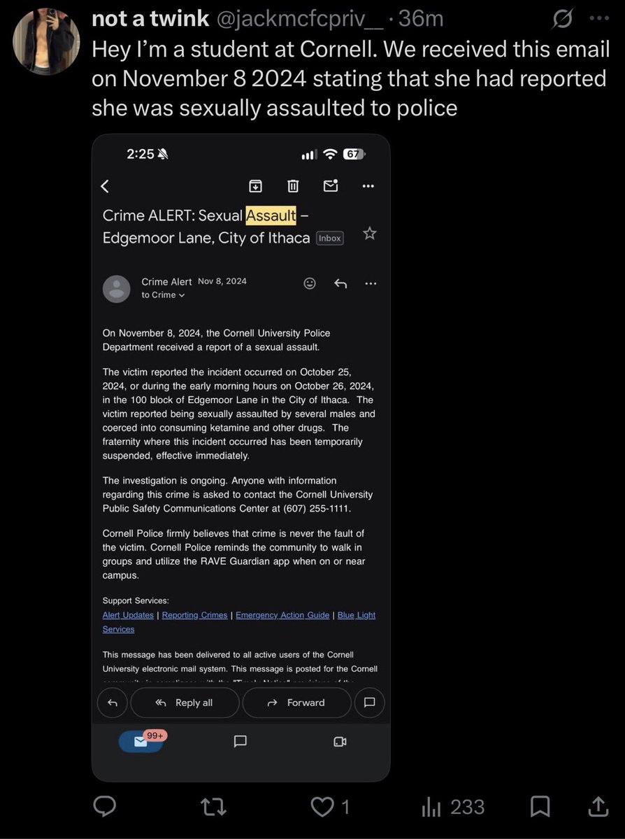 theElectrolyteL's tweet photo. @AnthonyFerreri4 @LisaFenDragon She agreed to 3somen, but she didn’t consented to have sex with other 4. At that time she was in and out, she tried to cover herself from them but was unable to do anything more. She reported that she was raped and hit to the campus police. https://t.co/44lKYtfYEg