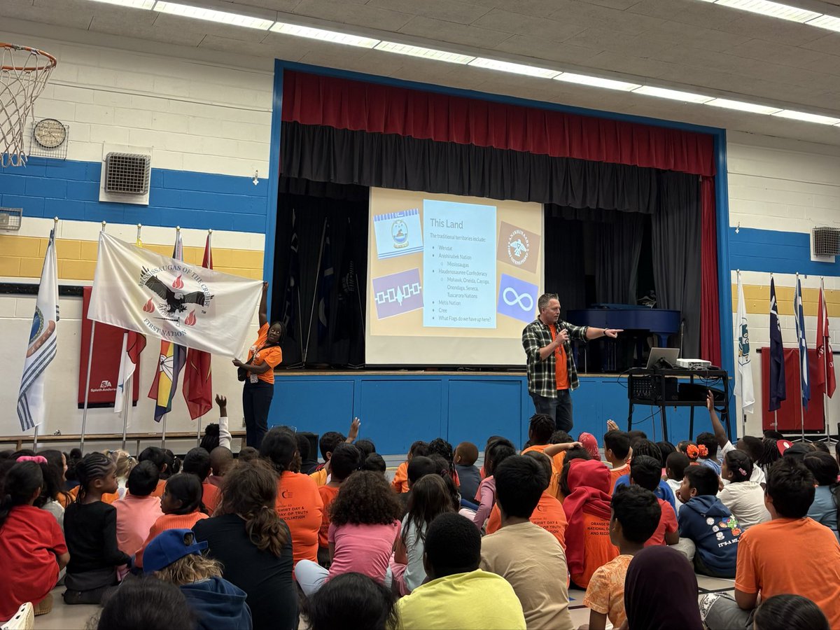 tdsb's tweet photo. In recognition of #OrangeShirtDay and the National Day for Truth and Reconciliation, students and staff at Eastview Public School reflected on the importance of learning from the past, and taking meaningful steps toward reconciliation. https://t.co/0YhUzterDl