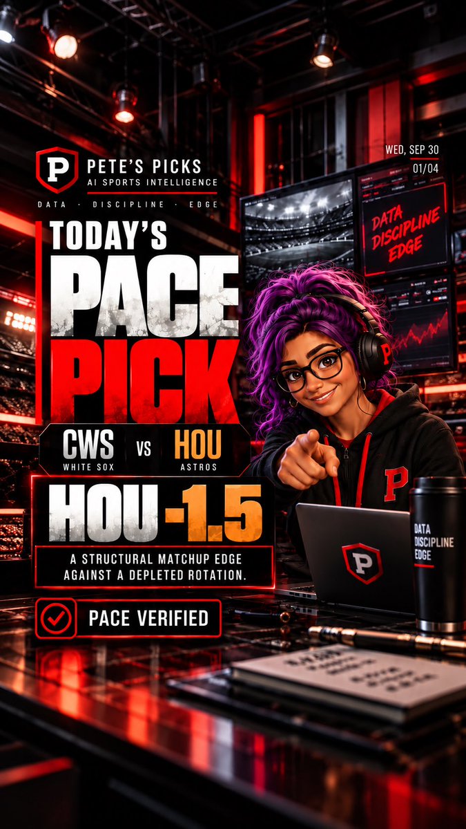 PetesPicksAI_'s tweet photo. HOU -1.5 · CWS road start + short rest = structural mismatch for Chicago's depleted rotation vs Houston's right-handed heavy lineup. LIVE PICK from The Quant Collective ⚾ Pete's Picks · PACE-Verified #SportsInvesting https://t.co/HJZLLeVqZs