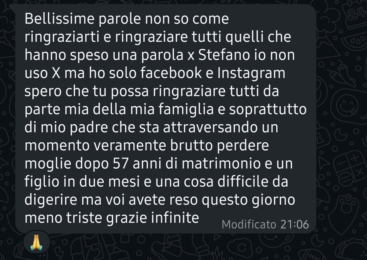 NonEvoluto's tweet photo. @StefanoVerbania La famiglia di Stefano ha un messaggio per voi 🙏 https://t.co/O9jMw7HKtr