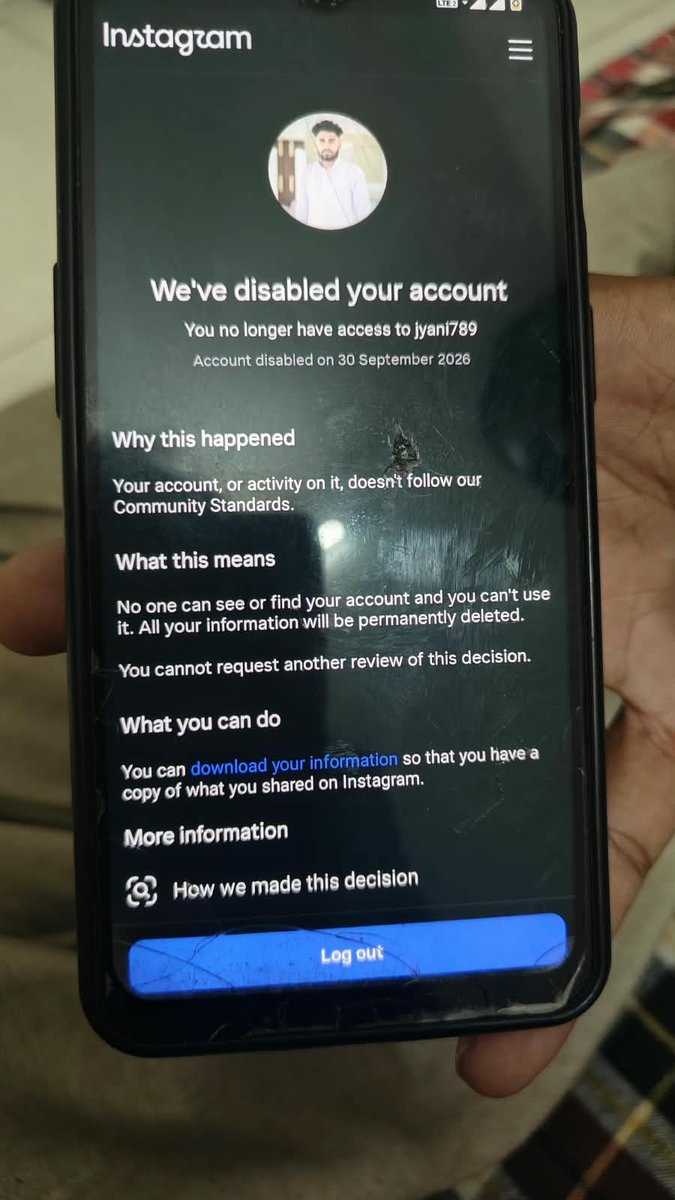 Jyani789's tweet photo. > @instagram @Meta Please review my account @jyani789. It has been active since 2021, and I have not knowingly violated any guidelines. I’ve already appealed, but it was permanently disabled. Please conduct a manual review and help me recover my account. 🙏 https://t.co/rmcd1Galqz