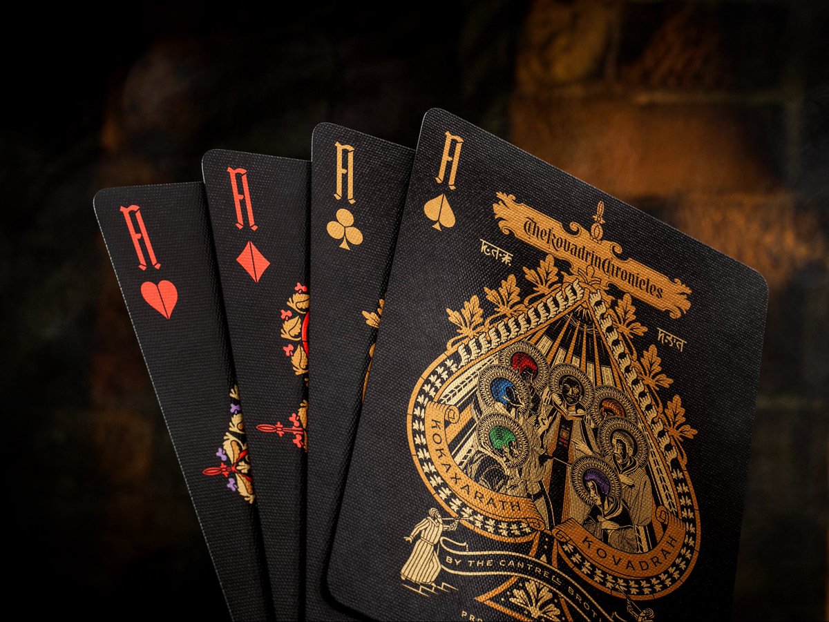 kevinrcantrell's tweet photo. Now available with @theory11 and through our Kickstarter campaign:
The Kovadrin Chronicles playing cards. https://t.co/L4Rg5oApQn