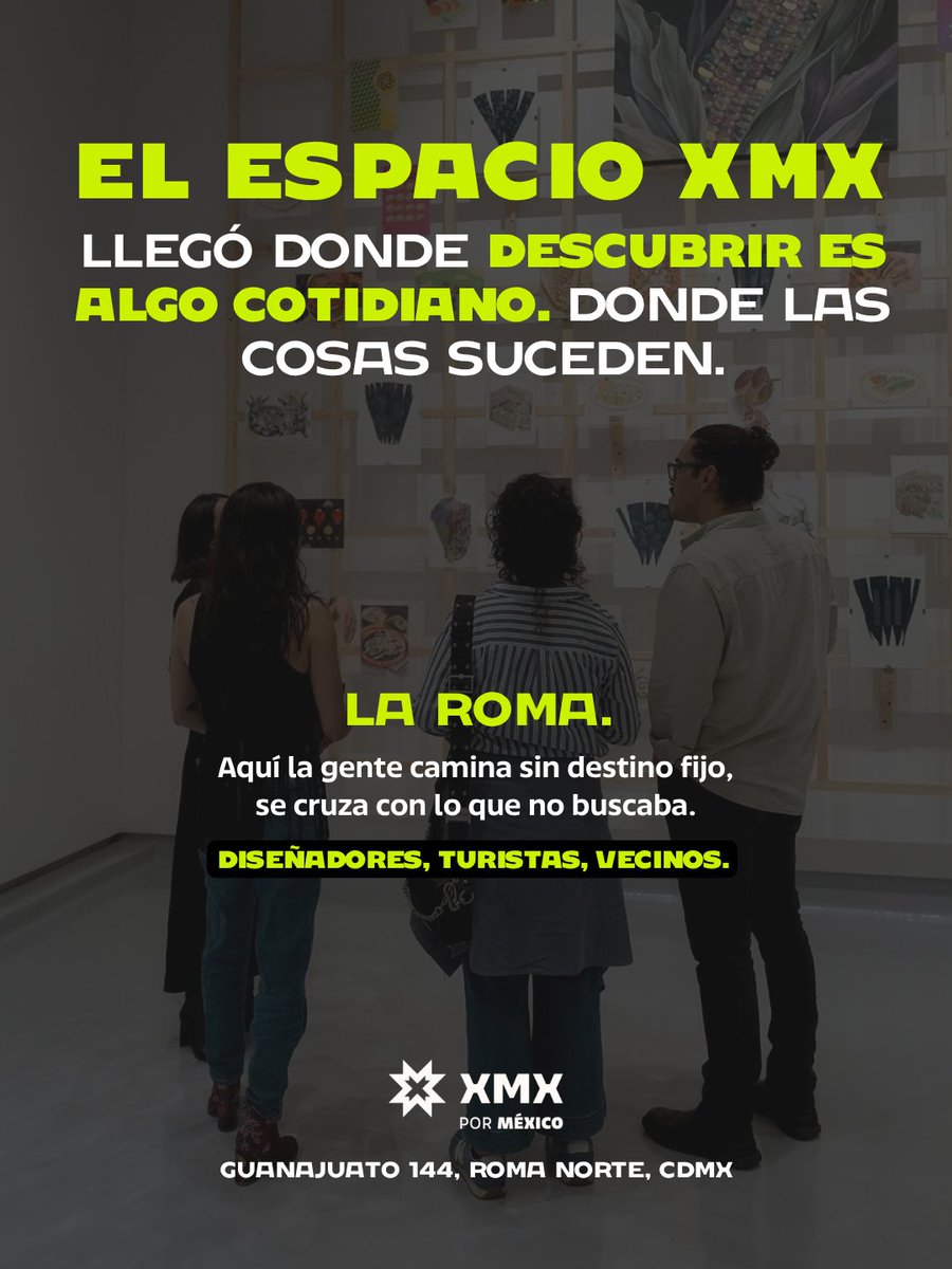xmxoficial's tweet photo. #XMX está en la #RomaNorte porque aquí la gente descubre cosas sin planearlo.
Diseñadores, turistas, vecinos que pasan, el asombro funciona mejor cuando llega de sorpresa y como siempre hay algo nuevo, vas a querer volver. 🇲🇽
📍 Guanajuato 144 · Mar–Dom · 11:00–19:00 hrs
#CDMX https://t.co/iCBsQYlbSf