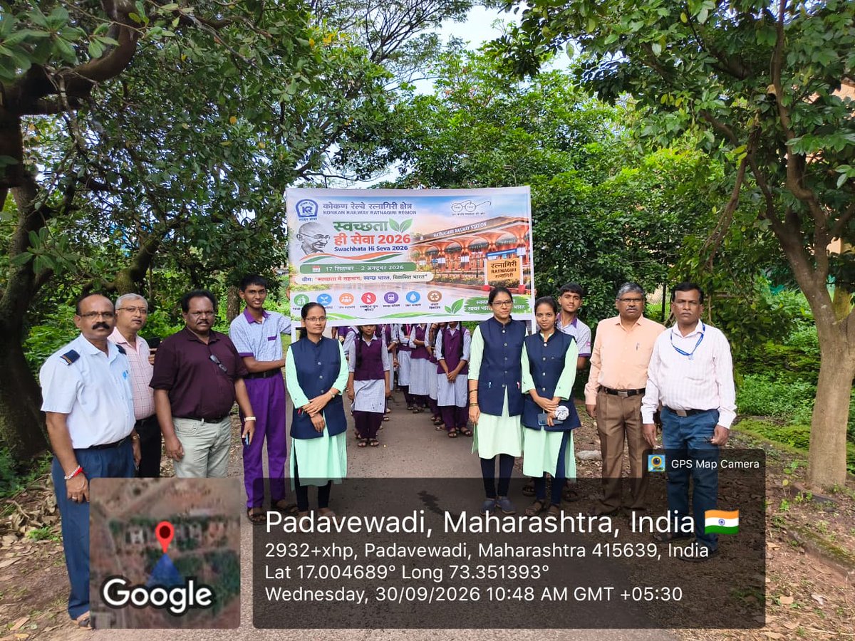 KonkanRailway's tweet photo. #SwachhataHiSeva2026 | A Prabhat Pheri was organised with local school students at the Railway Staff Colony and Ratnagiri Station to spread the message of cleanliness and promote the #SwachhBharat campaign.
#SwachhataHiSeva #SadarSeva https://t.co/OS1FcZszic