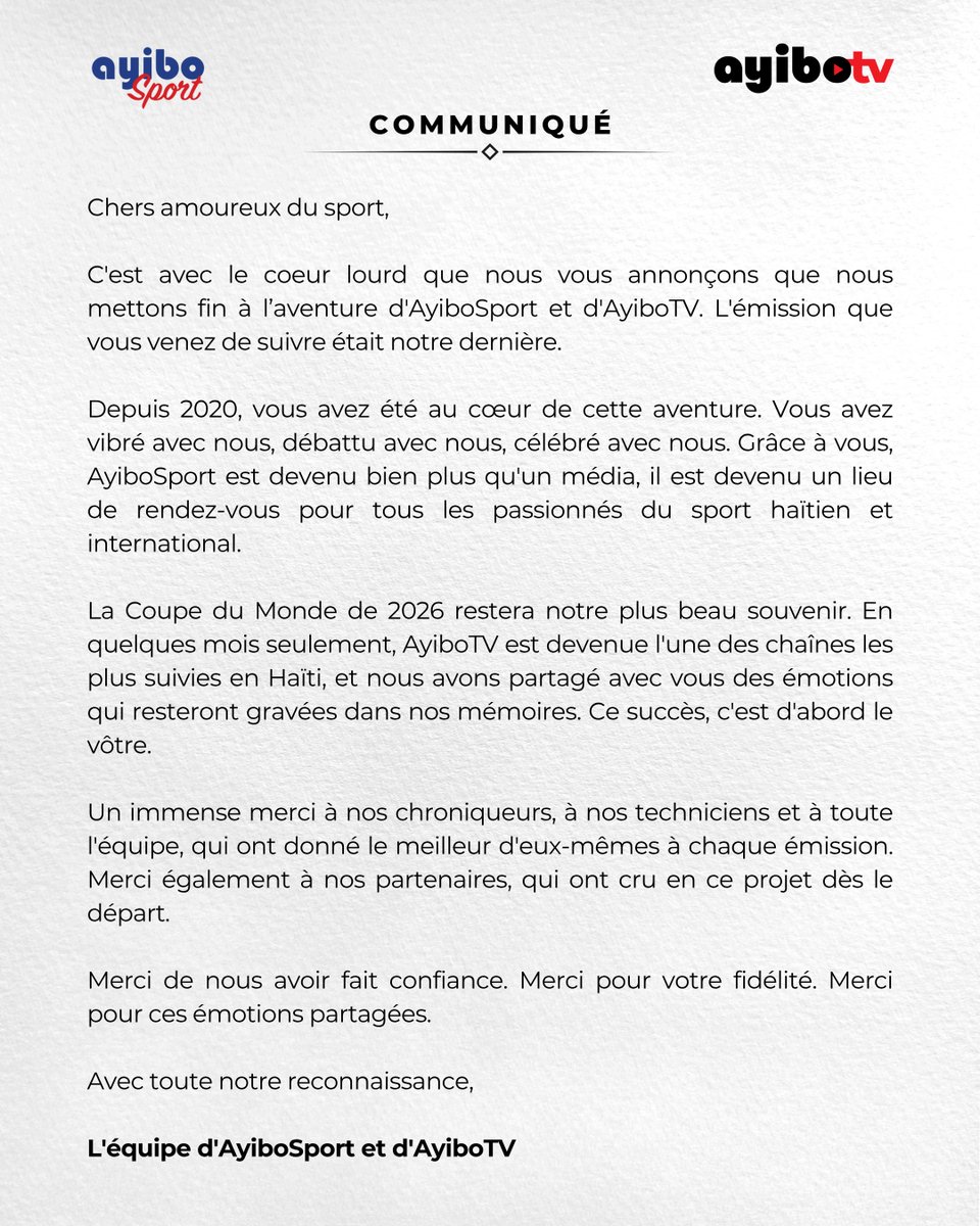 Ayibo_Sport's tweet photo. Mèsi tout moun ! https://t.co/DtpvHDWYTF