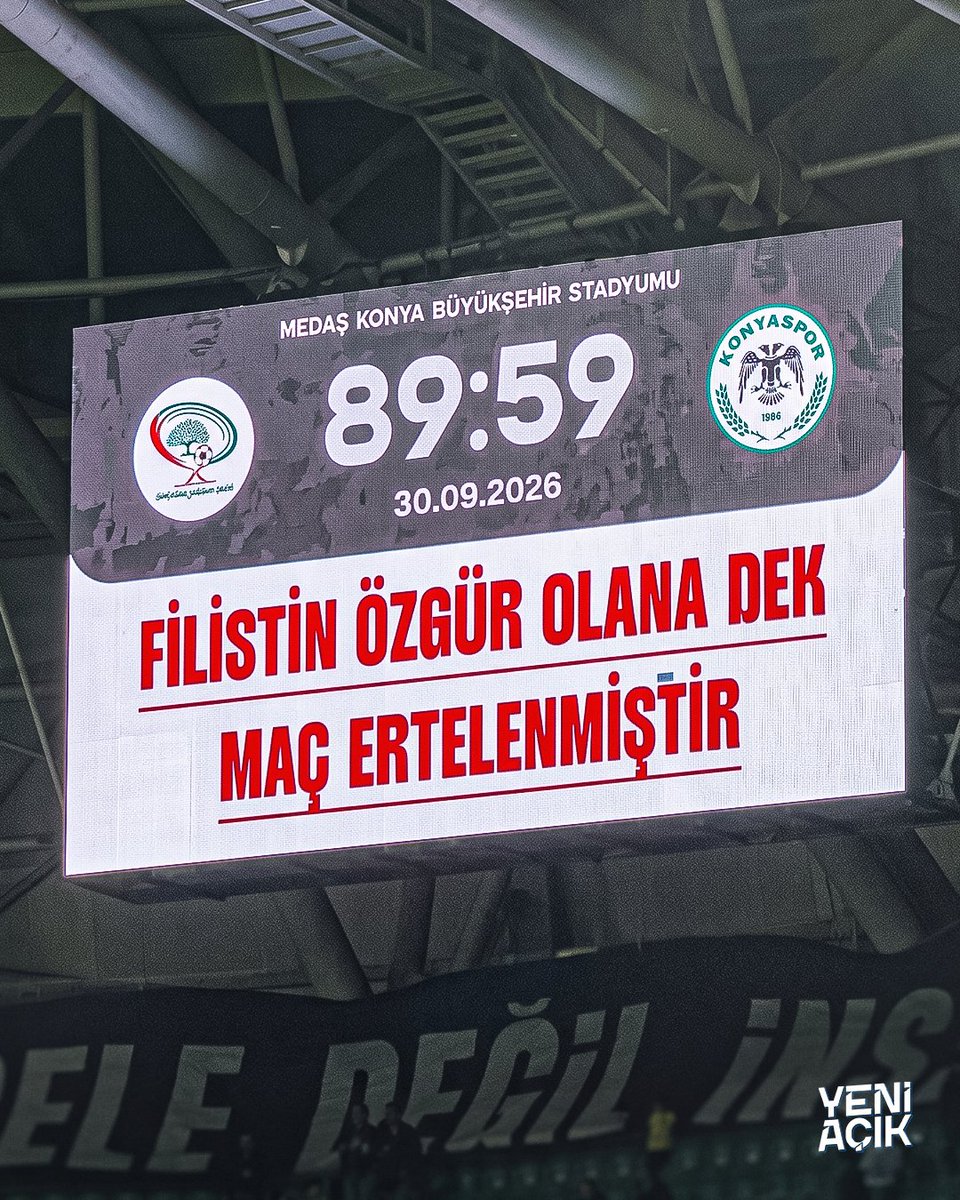 yeniacikcom's tweet photo. Konyaspor ile Filistin Millî Takımı arasındaki dostluk maçında son düdük 89:59'da çaldı: “Filistin özgür olana dek maç ertelenmiştir.” https://t.co/zHiG336PoV