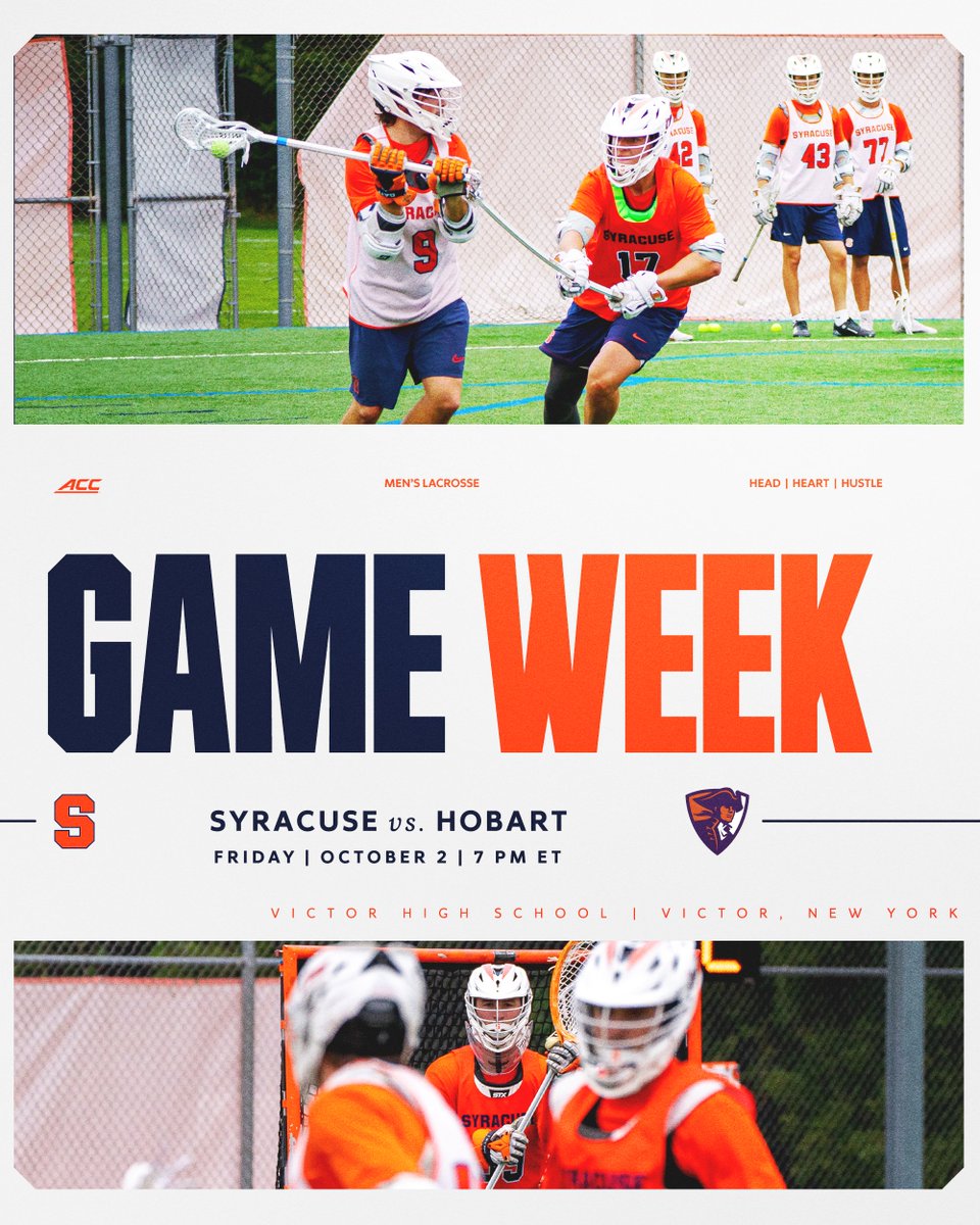 CuseMLAX's tweet photo. Taking a ride down the road for some Friday Night Fall Ball

Syracuse vs. Hobart
Friday | October 2 | 7 p.m.
Victor High School | Victor, N.Y.

#HHH x #LikeNoOther https://t.co/N6l6ZlkllD