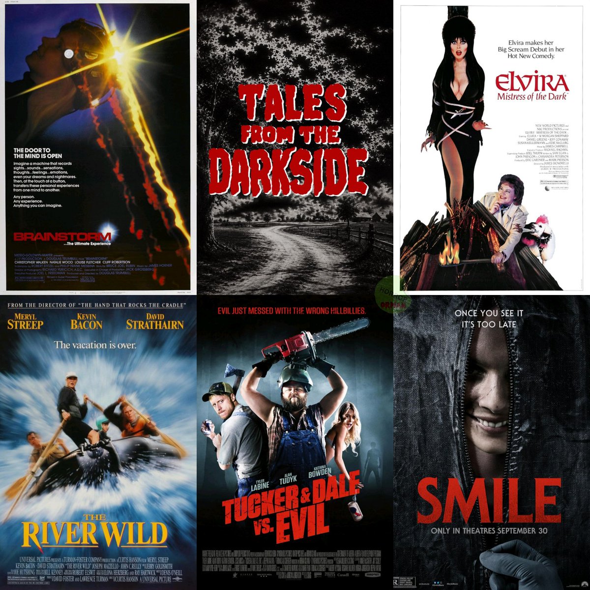 HorrorOrman's tweet photo. 📼 Notable September 30th releases...

Brainstorm (1983)

Tales from the Darkside (1984)(series premiere)

Elvira: Mistress of the Dark (1988)

The River Wild (1994)

Tucker &amp; Dale vs. Evil (2011)(limited)

Smile (2022)
#scifi #thriller #horror https://t.co/EFOBOVtJui