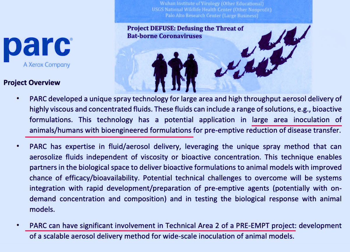 JonMFleetwood's tweet photo. U.S. Funded PARC’s DEFUSE-Linked Biological Mass-Spray Program Through COVID: USAspending Record 140G0220P0134

Before COVID, Palo Alto Research Center had described its aerosol technology for “large area inoculation of animals/humans” with “bioengineered formulations.” https://t.co/HWIAnGhSv0