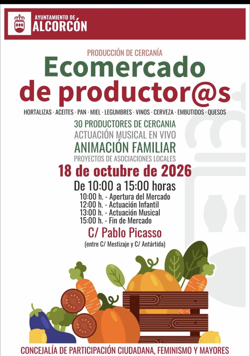 Ramonblom's tweet photo. Ecomercado en #alcorcón 
Es para el 18 octubre y tiene buena pinta 
Cc a @AlcorEss https://t.co/BpJZBYYGSX