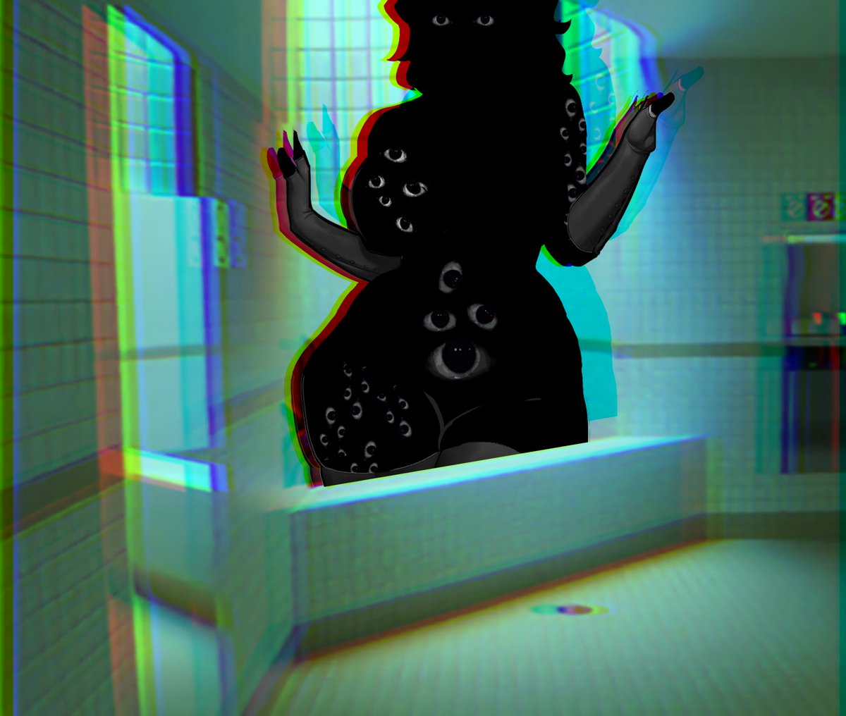 MaterTenebra's tweet photo. Well.

The attention of the entity was definetely roused.

....
she didn't as much as "turn" as what was, assumedly, it's "back" reshaped into it's "front"
eyes emerging in different points, save for the two on the 'head'

who seemed...uncannily human. https://t.co/3F46cBoZ9z