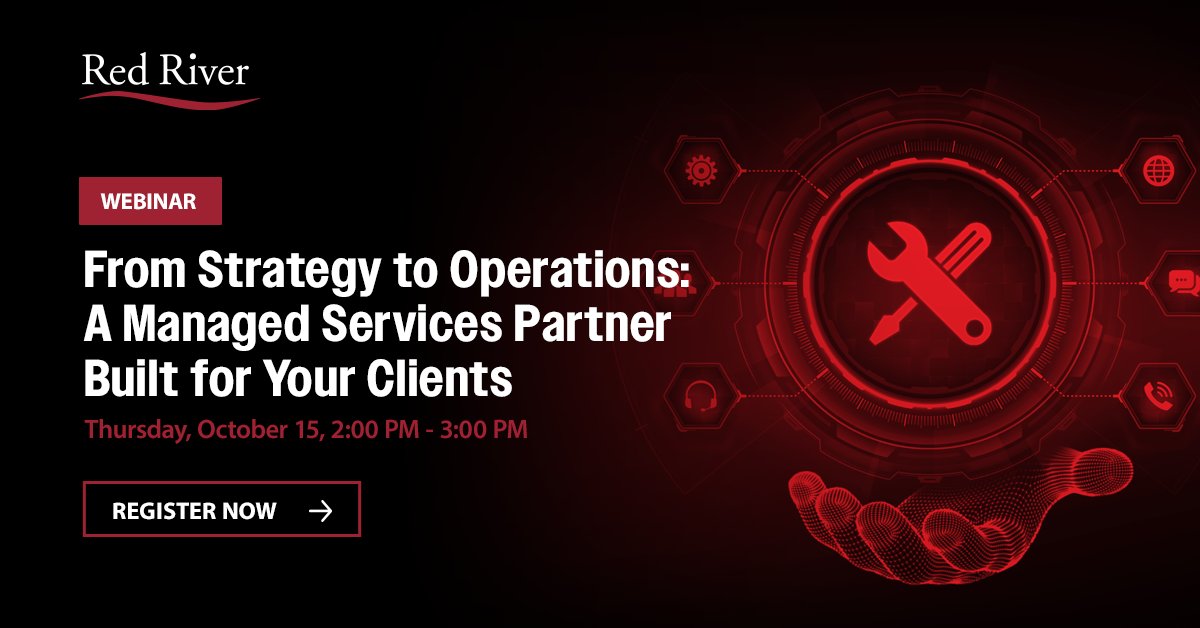 ThinkRed's tweet photo. Your clients rely on you to help shape their technology strategy. Let Red River help bring that strategy to life.

Join Red River on Thursday, October 15th for a deep dive into Red River’s #ManagedServices capabilities: https://t.co/Ep3An2JrHw

#MSP #ITOptimization https://t.co/2VQfL5b07M