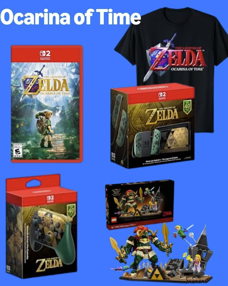 NinWire's tweet photo. All of the Ocarina of Time products from Amazon, all in one place! The Pro Controller and console are still sold out, but you can keep an eye on everything right here: (#ad) 

https://t.co/GNrtYjRzQ8 https://t.co/pZA1FSH7wH