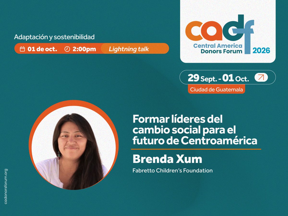 SeaIF's tweet photo. Lightning Talk  #CADF2026: 

Brenda Xum: Formar líderes del cambio social para el futuro de Centroamérica / Building Social Change Leaders for Central America’s Future

El International Fellowships Program (IFP) de la Fundación Ford, implementado por el Institute of International Education (@IIEglobal @IIE_LATAM) amplió el acceso a la educación para líderes de comunidades vulnerables y sus impactos fueron documentados mediante un estudio realizado por IIE. Brenda Xum, becaria guatemalteca del IFP, compartirá cómo el programa transformó su trayectoria de liderazgo y cómo la inversión en la educación contribuye a la adaptación y la sostenibilidad.

@Fabretto

Explore nuestra agenda:  https://t.co/LhT4UqPKyp
English Agenda 🇺🇸: https://t.co/NufTP6ffwX

#AdaptaciónenAcción #AdaptationinAction