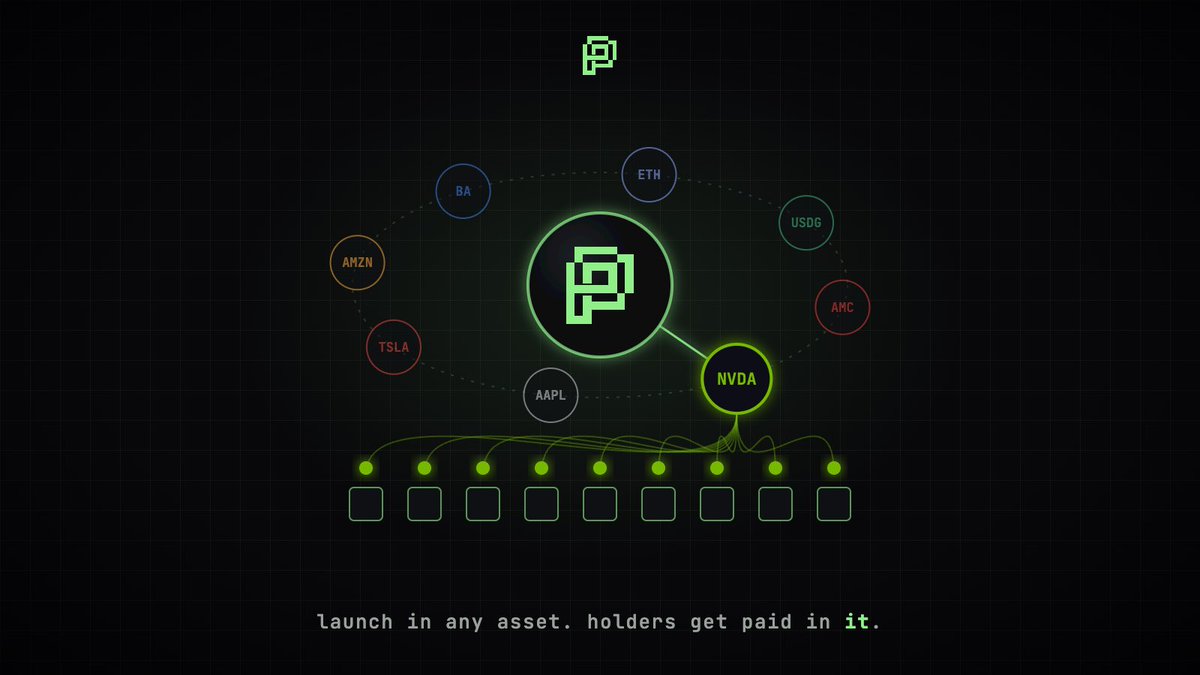 packedcc's tweet photo. Launch a coin paired with NVDA.
Your holders get paid in NVDA.

New on Packed: launch in USDG or 60+ tokenized stocks, not just ETH. AMC, NVDA, AAPL, TSLA and more.

Share your creator fees with holders and they're paid in that same asset, about once an hour. No claiming, it just lands in their wallets. On our own curve you can even pay them in $PACKD.

https://t.co/YzHI0qfRQd