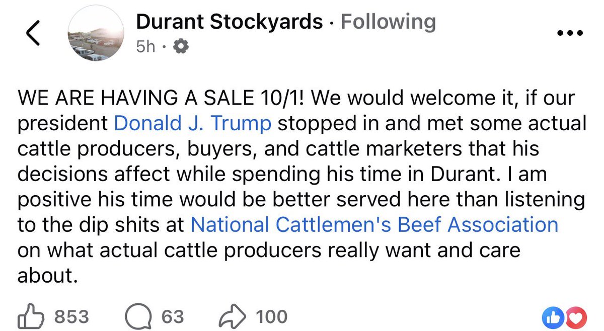 okiepatriot_76's tweet photo. Durant, Oklahoma Stockyards has some words for President Donald Trump regarding his upcoming stop in town tomorrow. https://t.co/eDMLImrlCY
