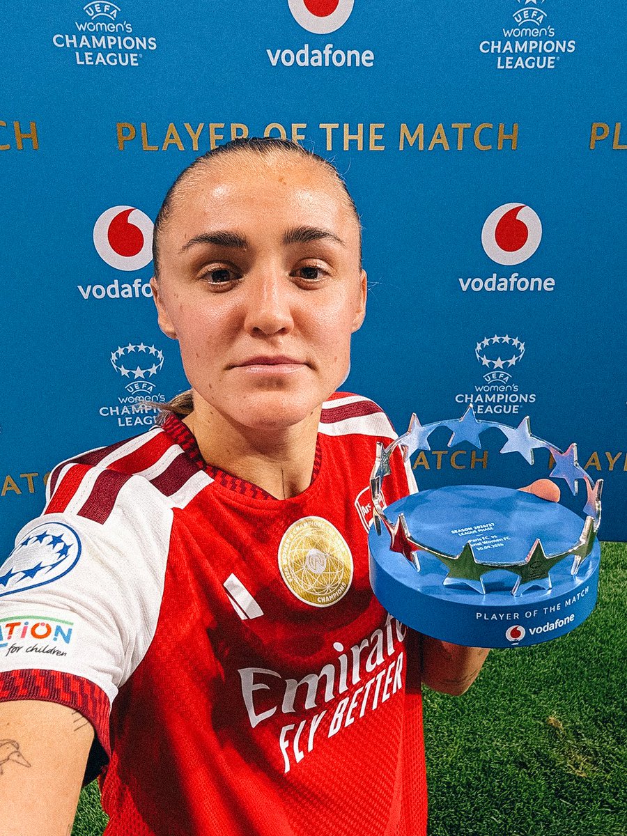 ArsenalWFC's tweet photo. Officially opening up her Arsenal account 👊

Tonight’s @UWCL Player of the Match is… Georgia Stanway 🏅 https://t.co/vELjg4kf4a
